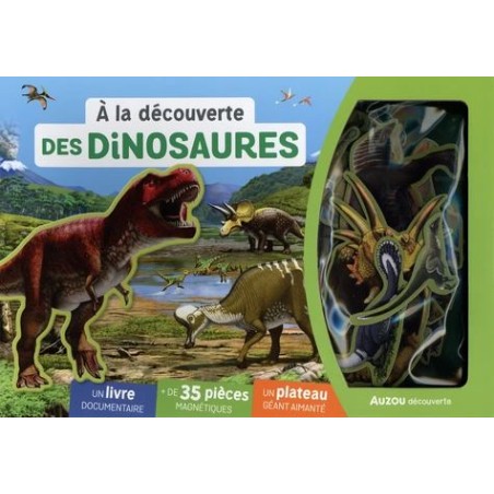 À la découverte des dinosaures - Un livre documentaire, + de 30 pièces magnétiques, un plateau géant aimanté