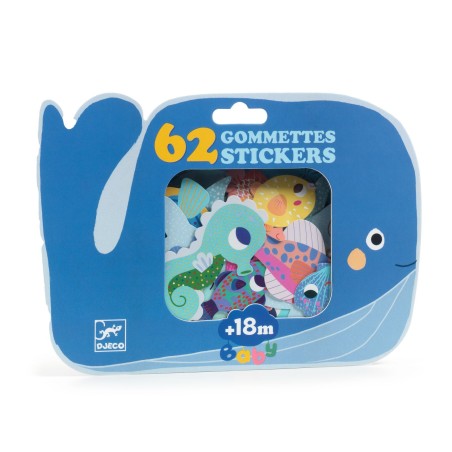 62 grosses gommettes stickers - Animaux de la mer