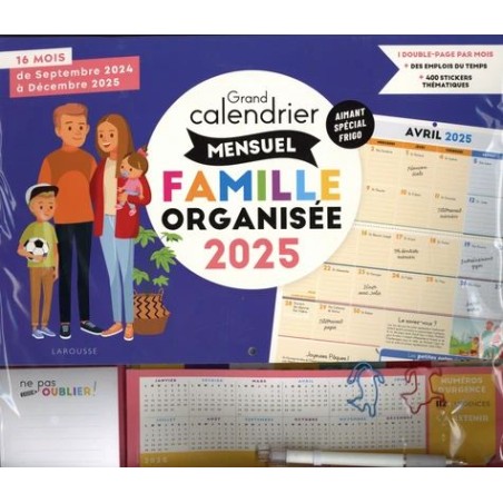 Grand calendrier mensuel famille organisée - 16 mois