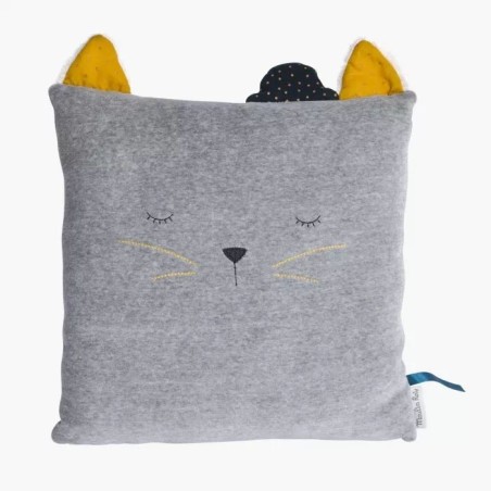 Coussin chat gris - Les Moustaches