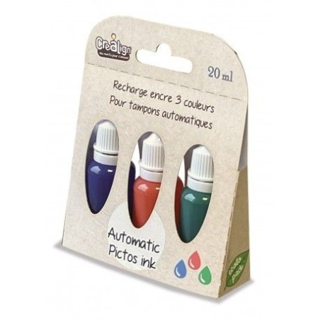 Pack de 3 recharges d'encre couleur