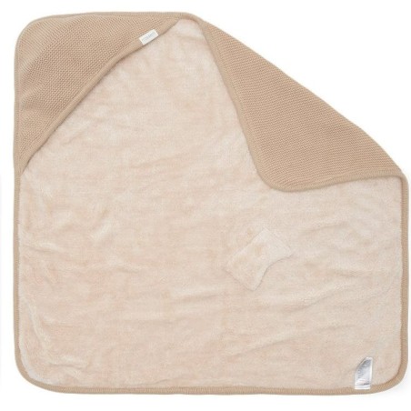 Couverture tricot avec fourrure - Beige