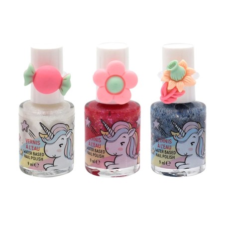 Set de 3 vernis avec bagues - Licorne