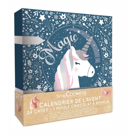 Calendrier de l'avent 24 chocolats à remplir + 1 recette - Licorne