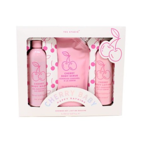 Kit de douche - Mousse de douche, gommage et lait corporel - Cerise